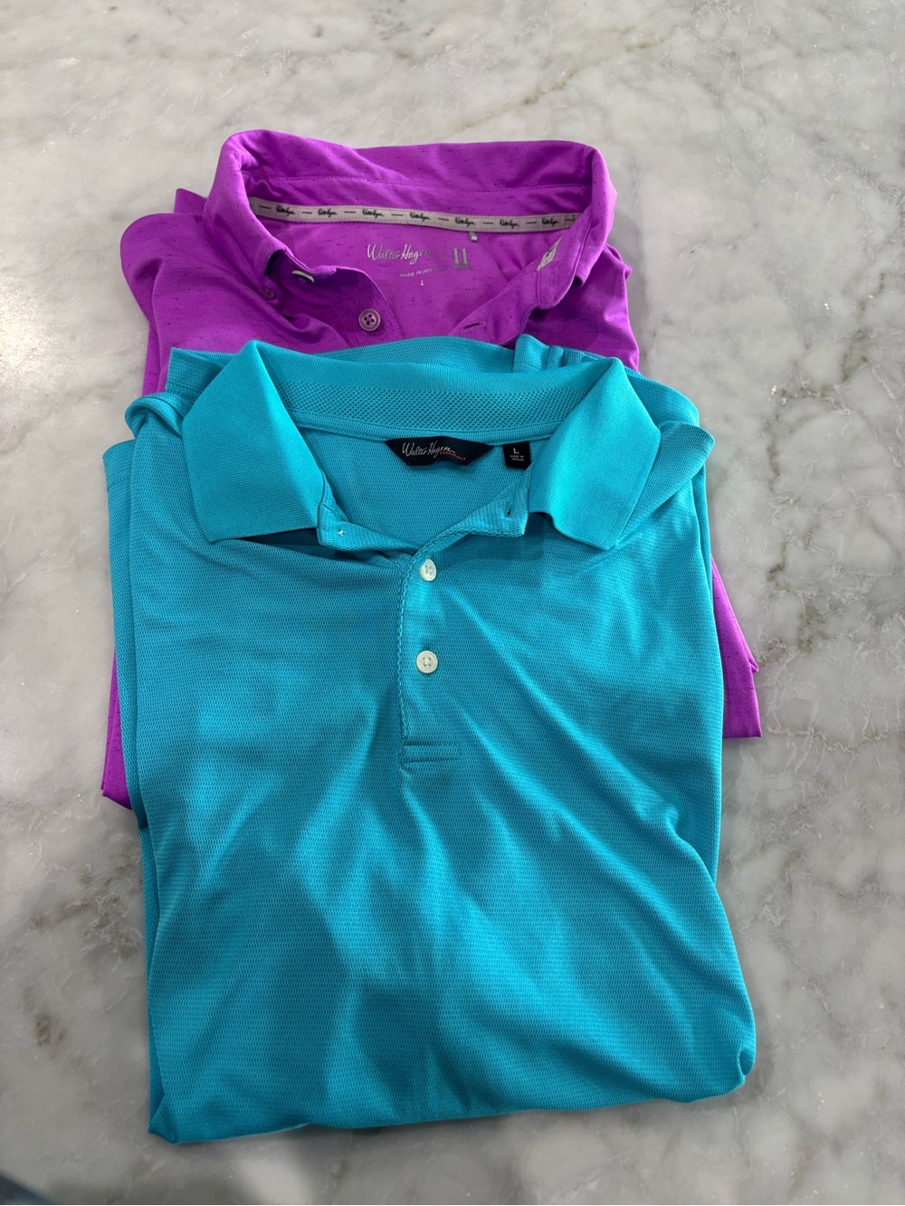 Walter Hagen Large Golf Polo Duo - Teal Blue & Bright Purple